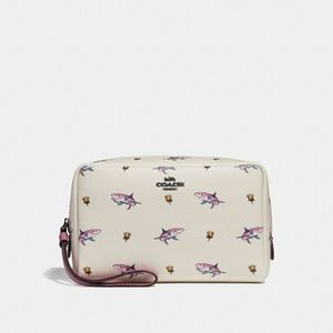 NWT Coach Boxy Cosmetic Case w/Shark Rose Print